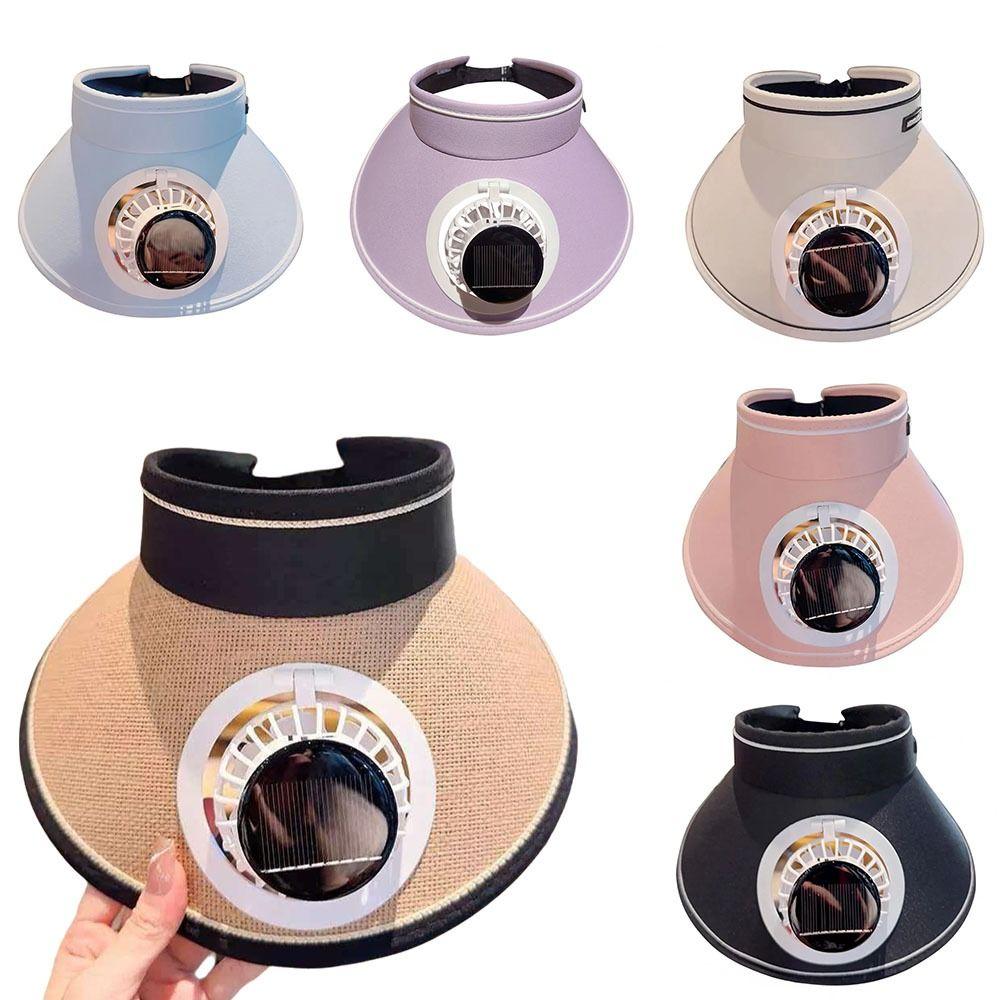 Solar Powered Fan Outdoor Visor Hat Breathable Beach Sunshade Hat Fashion Sun Hat with Fan  Summer