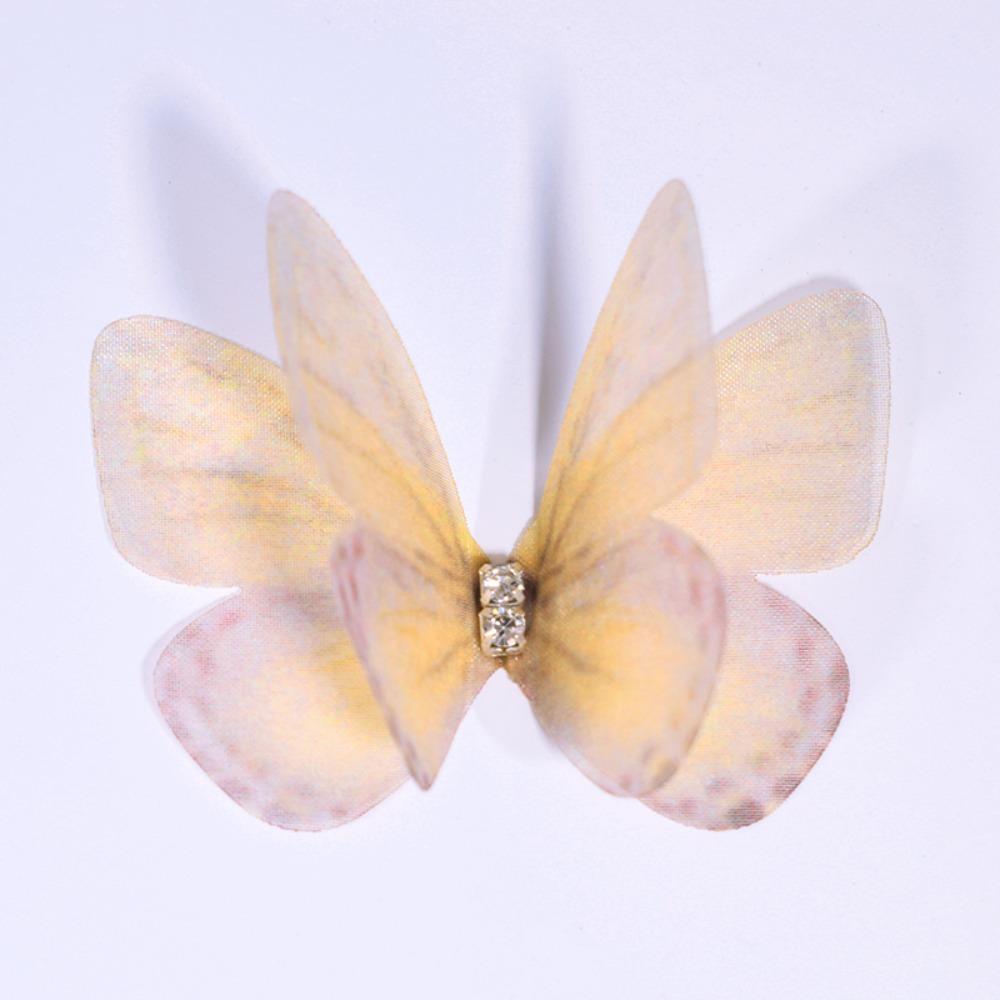 50Pcs 3D Organza Fabric Butterfly Appliques Clothes Sewing Patch  Bridal Hair Accessories