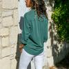 Women Shirt Lapel Long Sleeve Buttons Placket Shirt Tops with Pockets Pure Color Regular