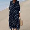 Women's Casual Fashion V-Neck Long Sleeve Floral Print Maxi Dress