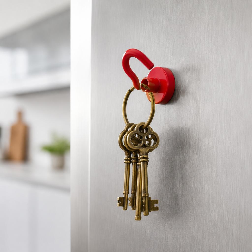 Magnetic Hook Round Metal Magnetic Holder Strong Magnetic Base Hanging Hook for Home Office Garage Storage and Organization