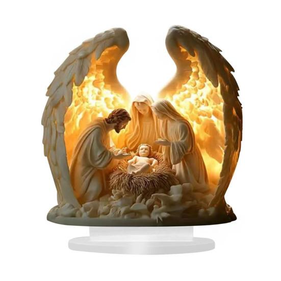

2D Flat Christmas Nativity Scene Tabletop Ornament Acrylic Desktop Display Centerpiece for Christian Table Shelf Mantel Fireplace Bedroom Office Decor 1pc B