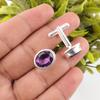 Amethyst Gemstone 925 Sterling Silver Handcrafted Men's Jewelry Cufflinks 0.59" CL-2-12