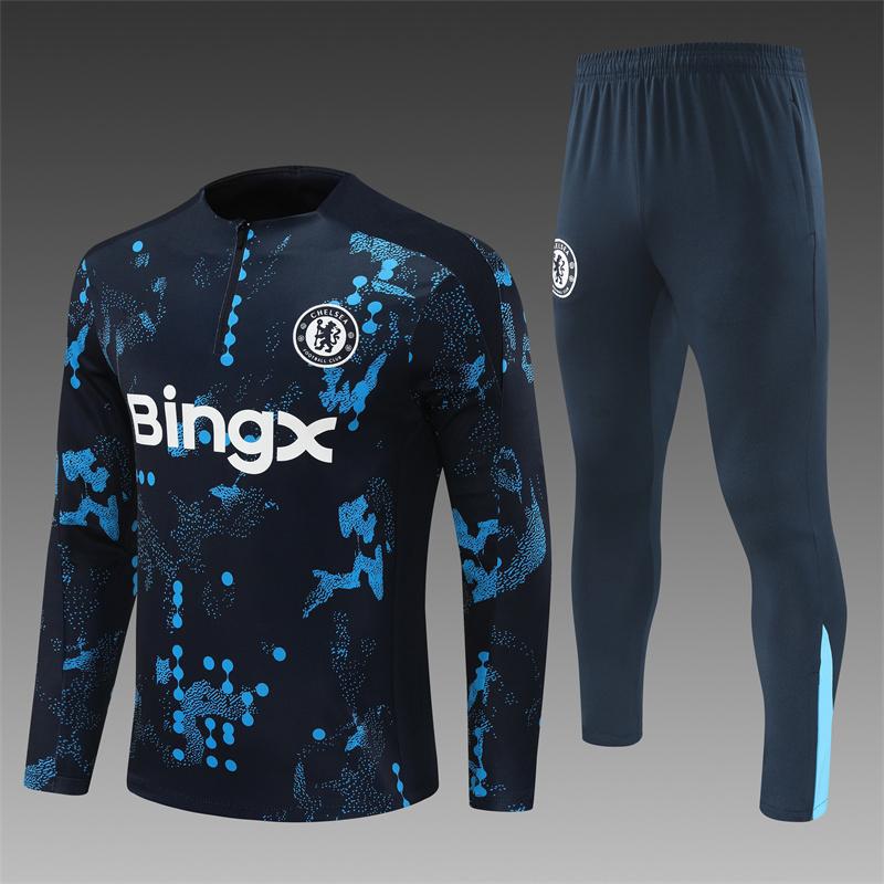 Chelsea Football Jersey Game Training Jersey Set Autumn And Winter Semi-Pull Pre-Game Warm-Up Jersey Children'S Short Sleeves