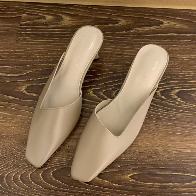 Elegant Square Heel Designer Slippers Women Comfortable Square Toe Slide Sandals Fashion Party Backless Dress Shoes for Ladies