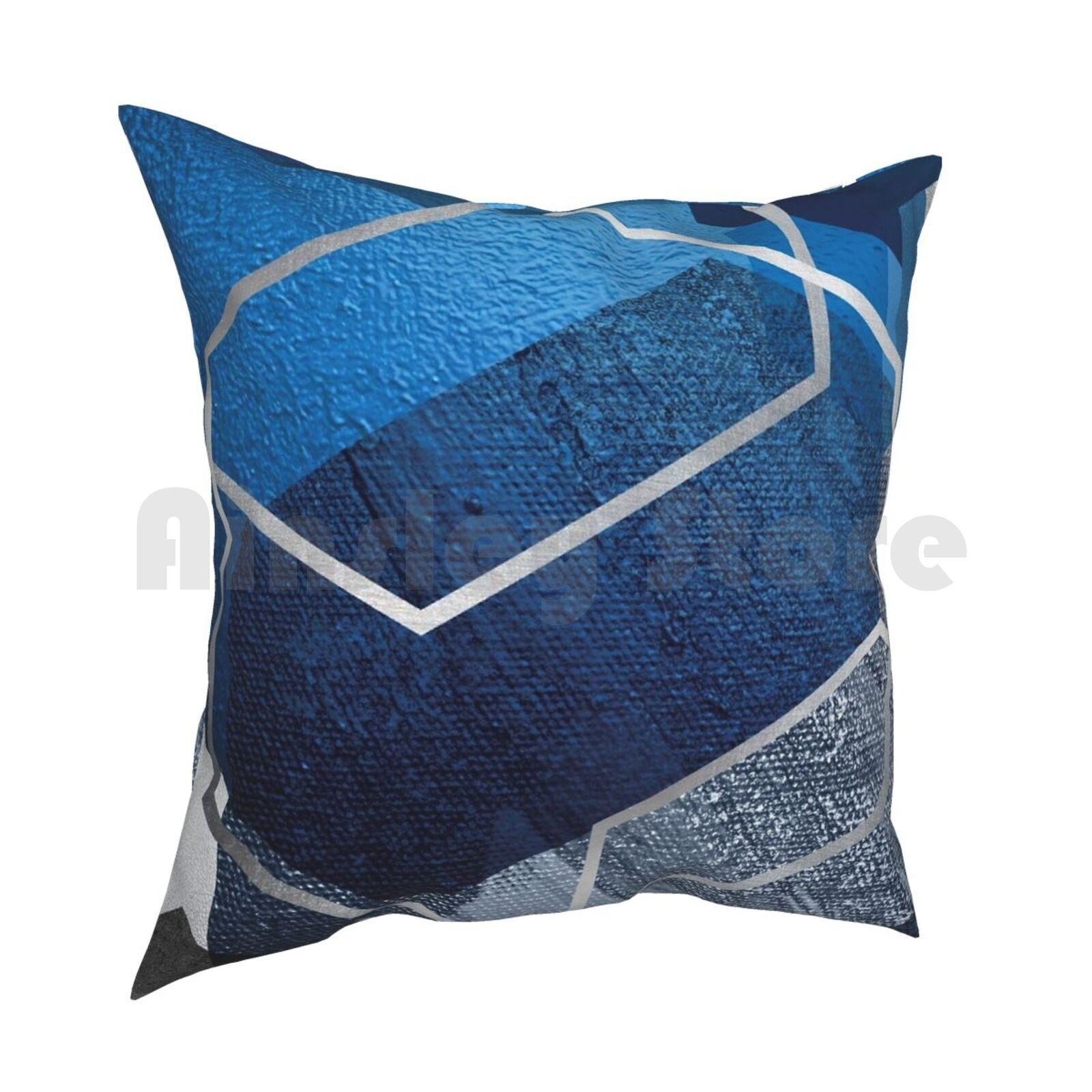 Blue Hexagonal Geometric Pillow Case Printed Home Soft Throw Pillow Bright Blue Geometric Hexagons Hexagon Art Abstract 30cmx30cm