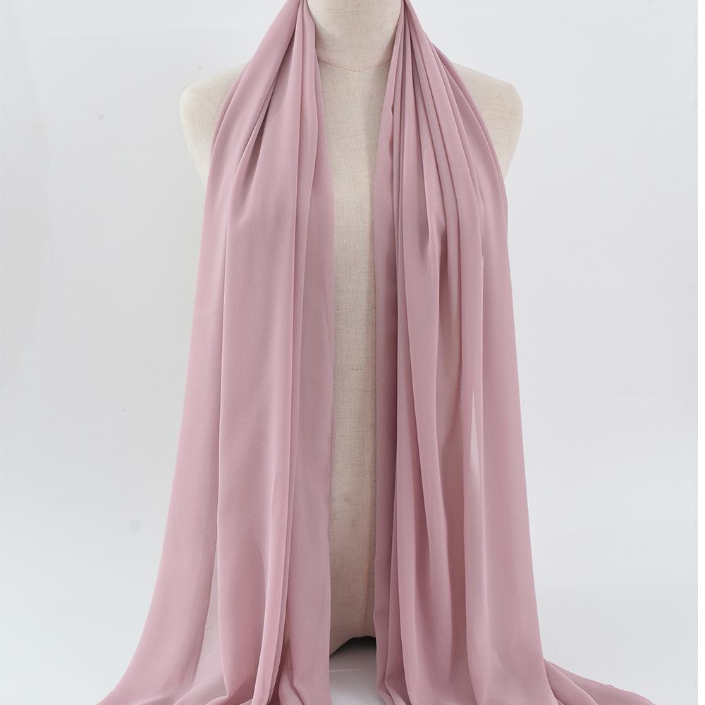 Damen einfarbiger Perlen-Chiffon-Bubbleschal, langer Seiden-Kopfschal, 70x180cm, nahöstlicher Stil