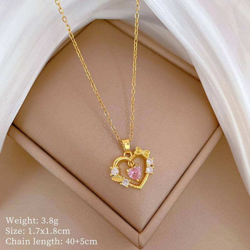 Mickey Head Heavy Industry Necklace Women'S Copper Micro-Inlaid Real Gold Electroplating Delicate Clavicle Chain Neck Chain