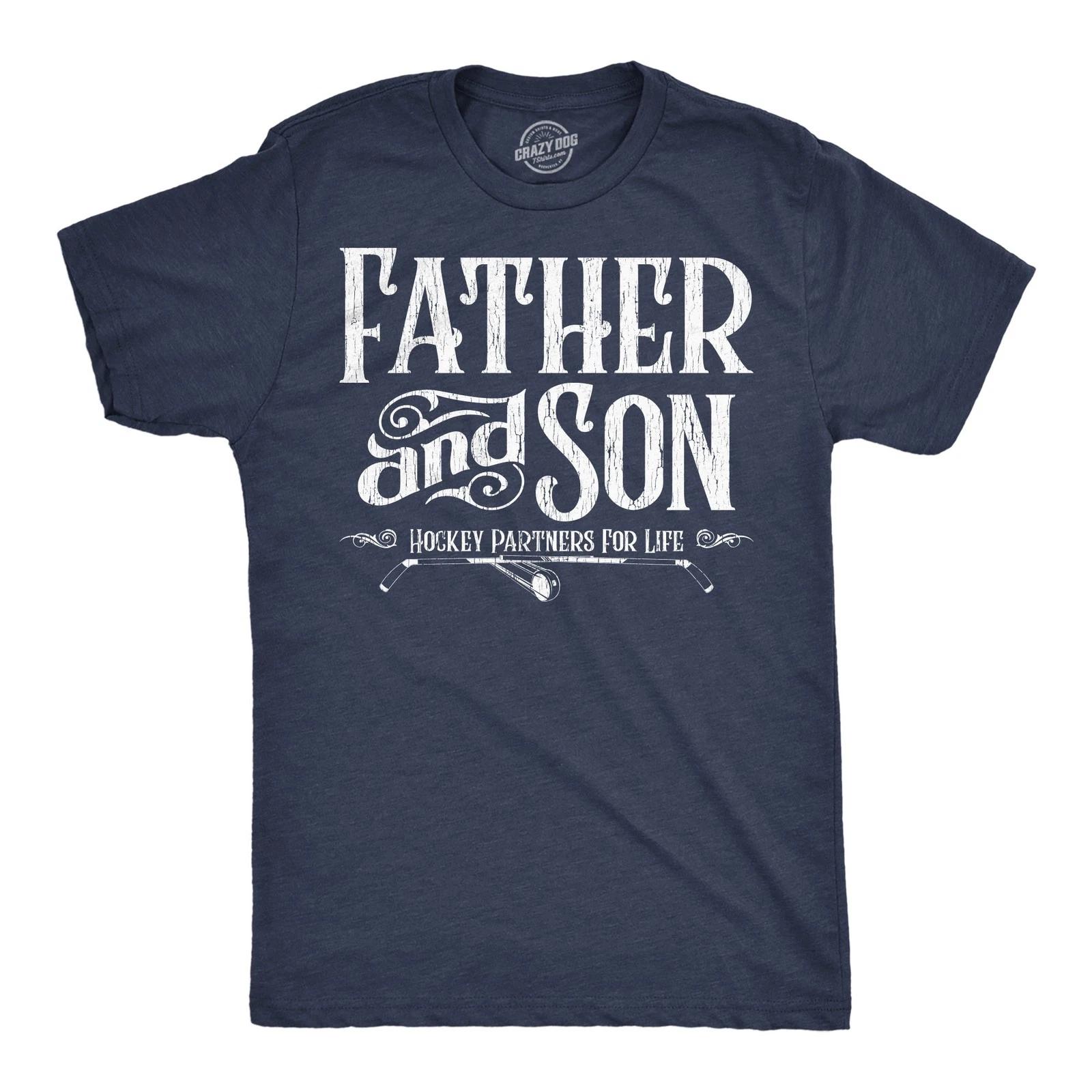 Mens Funny T Shirts Father and Son Hockey Partners for Life Sarcastic Fathers XL
