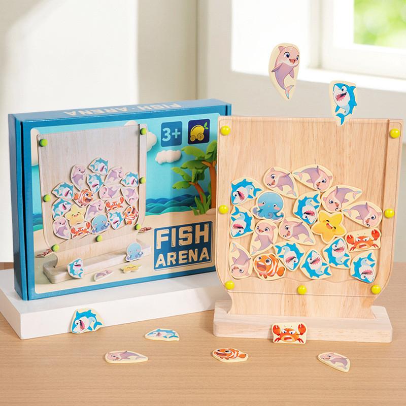 Shark Wooden Fun Dolphin Marine Creature Shape Logic Training Board Game