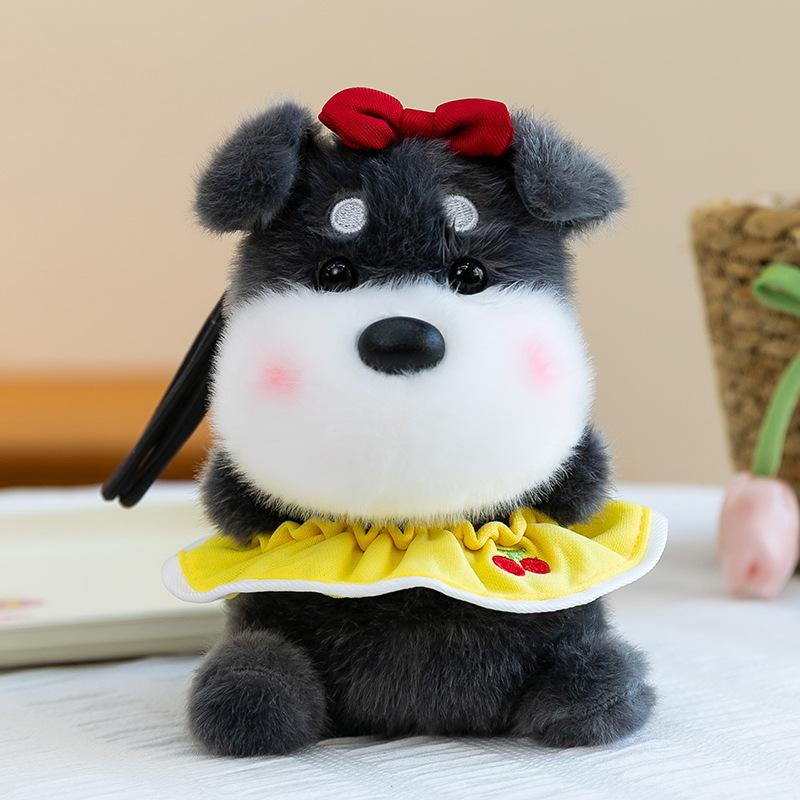 Cute Plush Schnauzer Dog Keychain Simulation Puppy Bag Charm Desktop Ornament Toy