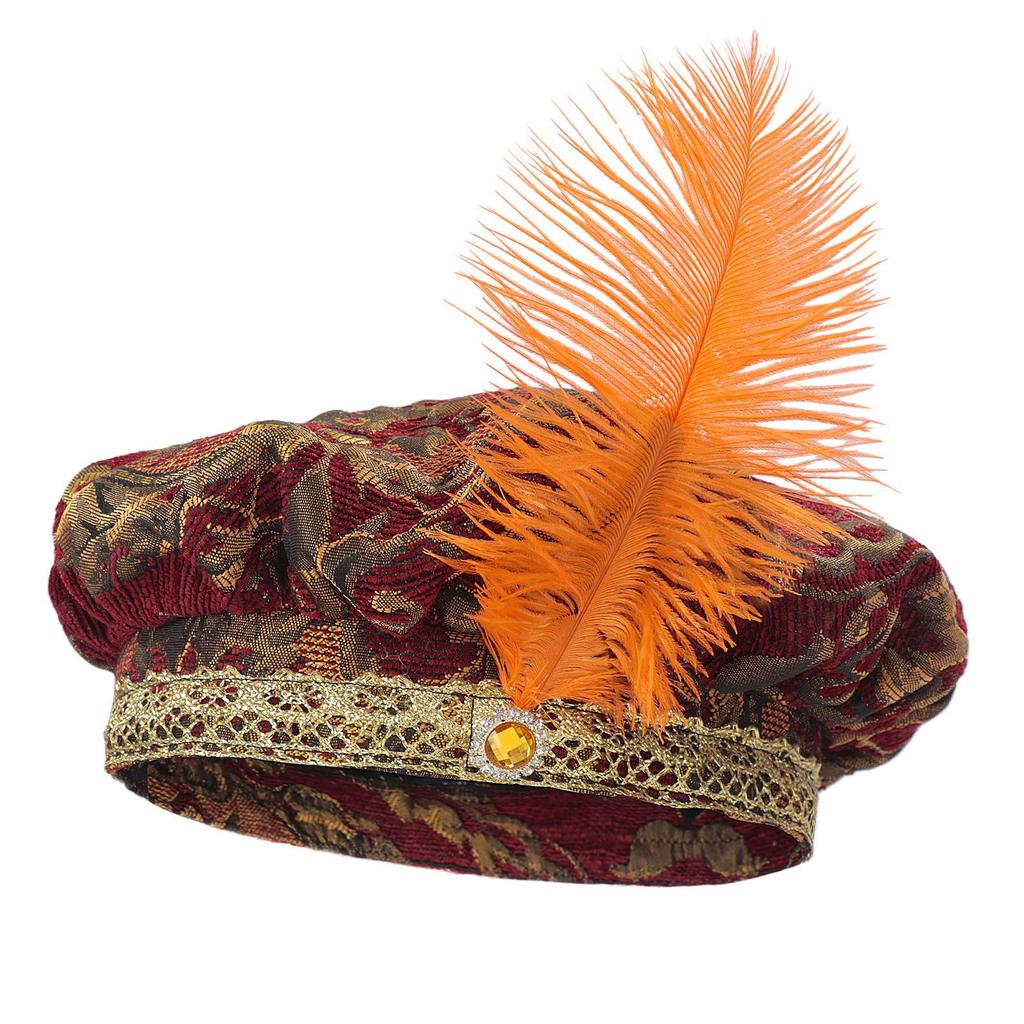 Men's Medieval Dodo Feather Muffin Top Hat - High-End Court Costume Headwear