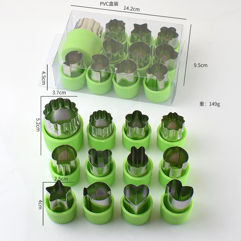 Juego de 9 piezas de acero inoxidable para cortar galletas y verduras, mini moldes para estampar galletas y frutas para hornear para niños