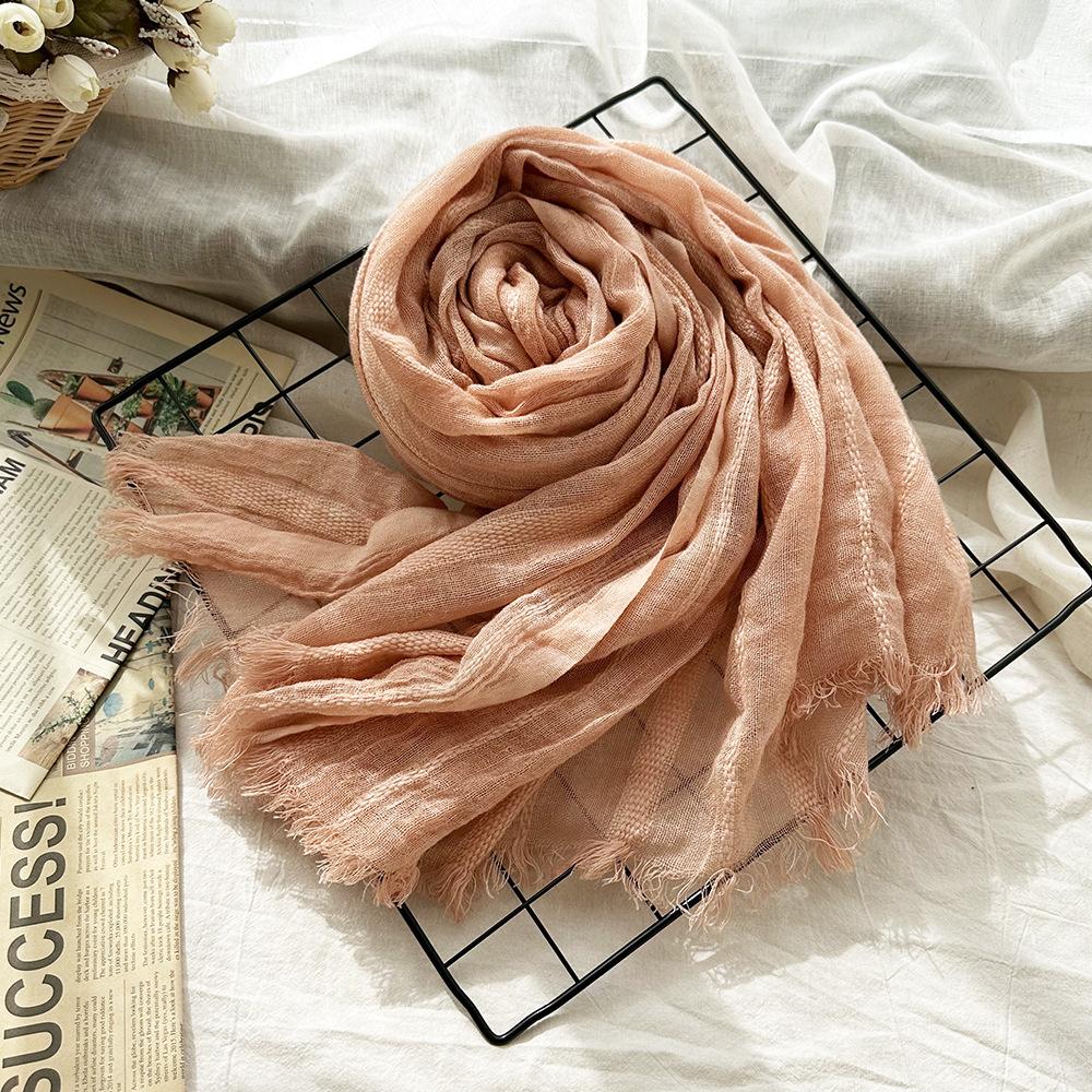 New solid color wool scarf women's retro dirty dyed striped shawl scarf