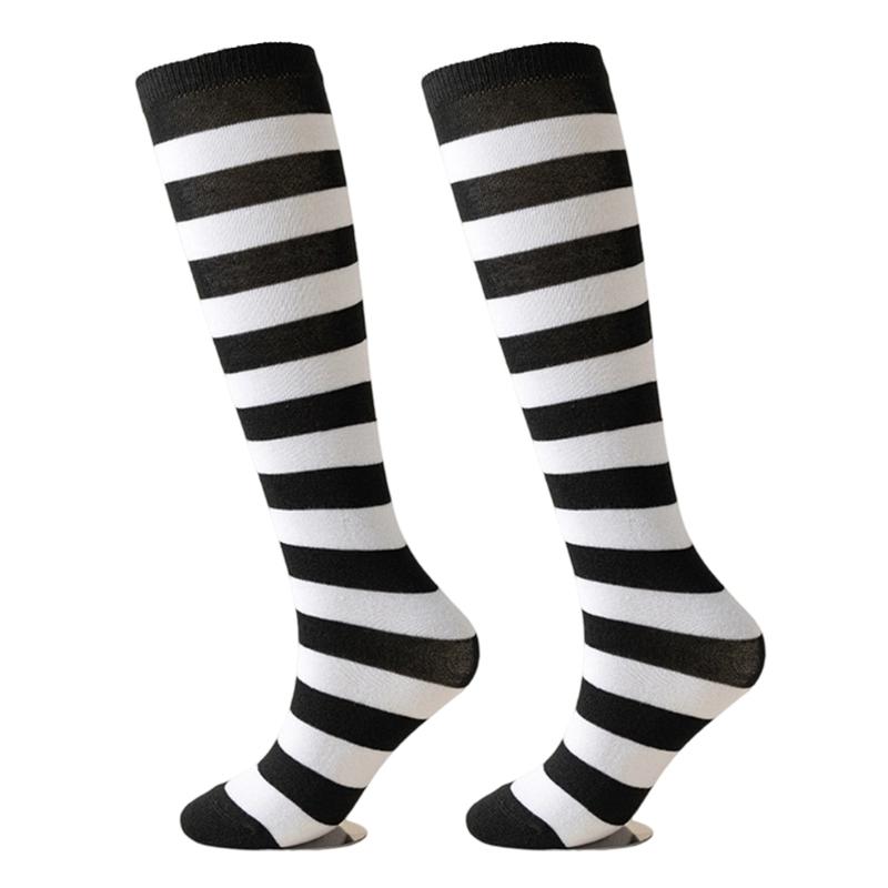 Elastic Stripes Thigh Socks For Women Breathable Long Stripes Socks Practical Overknee Stockings Casual Outfit Essential