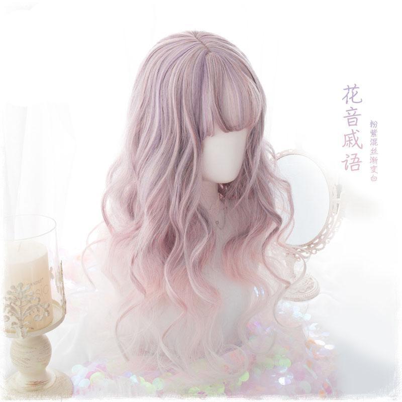 Pastel Pink Wavy Lolita Wig Wigs Facial Hair