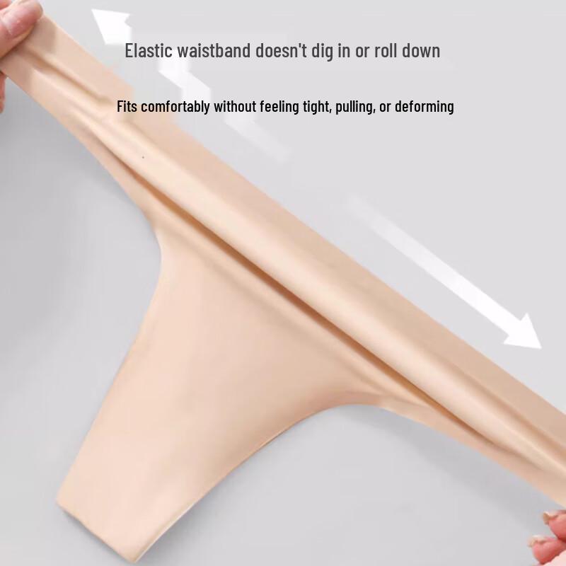 Langsha Women's Seamless Ice Silk Low-Rise Thong Underwear