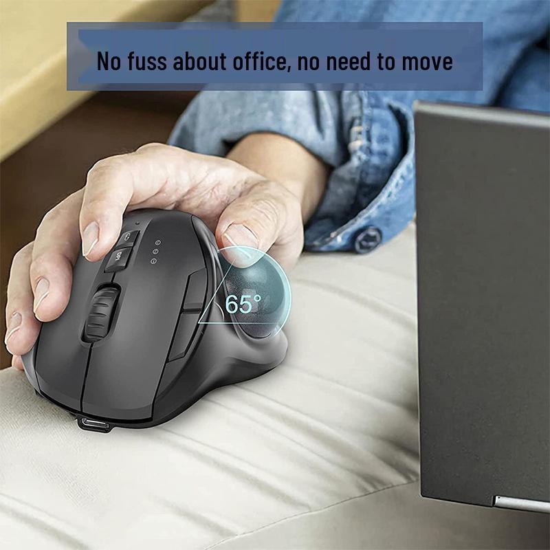 JOMAA Silent Rechargeable 2.4G Wireless Dual-Mode Trackball Mouse for Drawing & Office