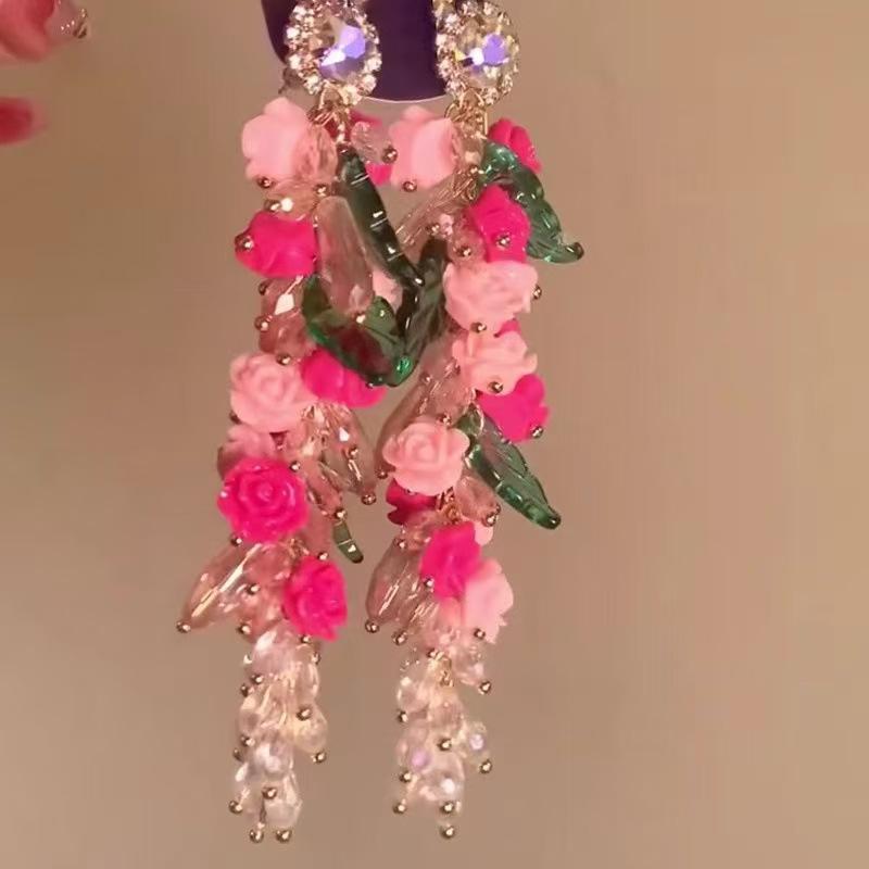 Steel Needle Flower Star Pendant Earrings Sweet Niche Temperament Earrings Exquisite Versatile Fashion High-end Earrings