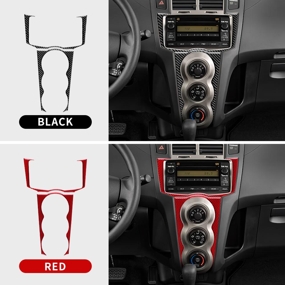 Carbon Fiber Dashboard Trim Kit for Toyota Yaris 2006-2011, Center Console & Panel Accents, Black/Red
