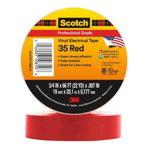 3M Scotch No.35 Harness Tape Red 19mmX0.18mmX20m Electrical Insulation
