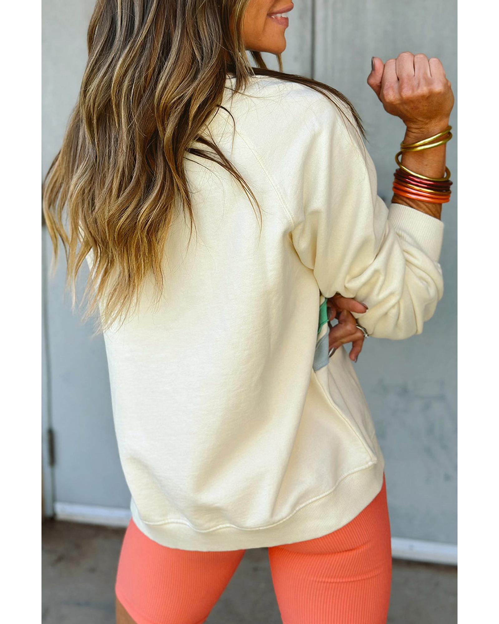 

Azura Exchange white Rainbow Raglan Sleeve Crew Neck Plus Size Sweatshirt 1X білий