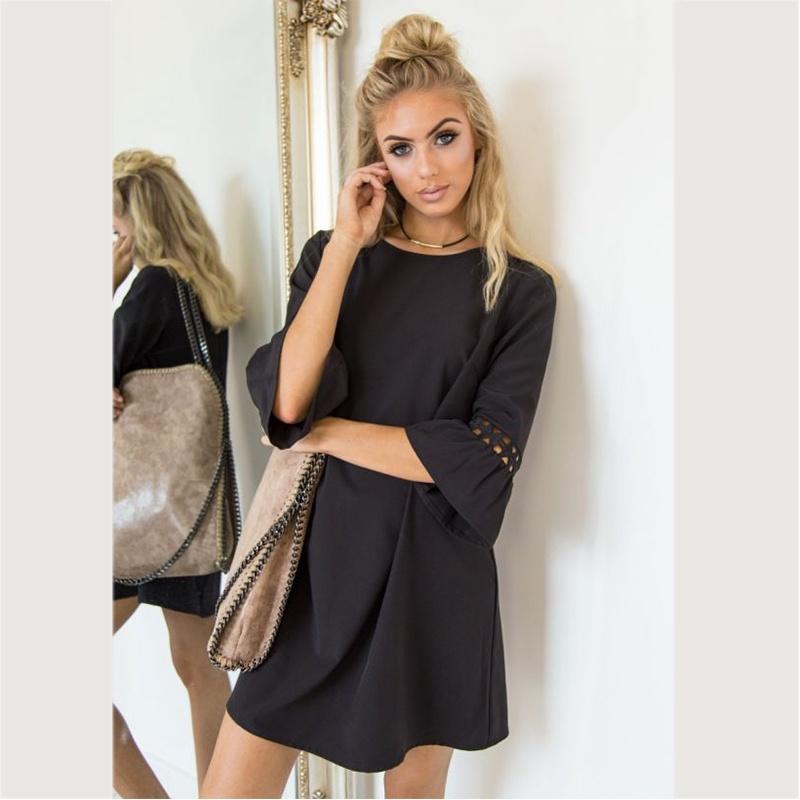 Stylish Autumn Candy Color Lace Stitching Dress With Casual Mid Sleeve Design