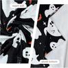 Halloween Theme Throw Blanket – Cute Ghost & Orange Bats Print for Couch, Bed, Car, Home, Camping, All-Season Use