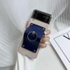 Samsung Galaxy Z Flip 4 Leather Protective Case with Transparent Finger Ring Buckle