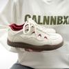Belle Ugly Cute Little White Shoes, Leather Lace-up Thick-soled Low-top Casual Board Shoes