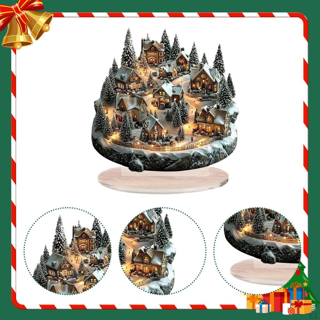 Christmas Decorations 2D Acrylic Sign Desk Display Snow Scene House Desktop Decoration for Holiday