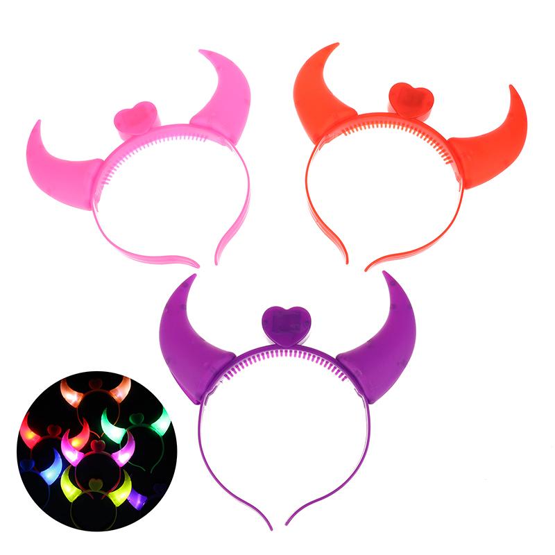 Glowing Toys Children Adults Halloween And Christmas Party Decor Led Funny Devil Horn Light Up Headband Hair Hoops Flashing Horn