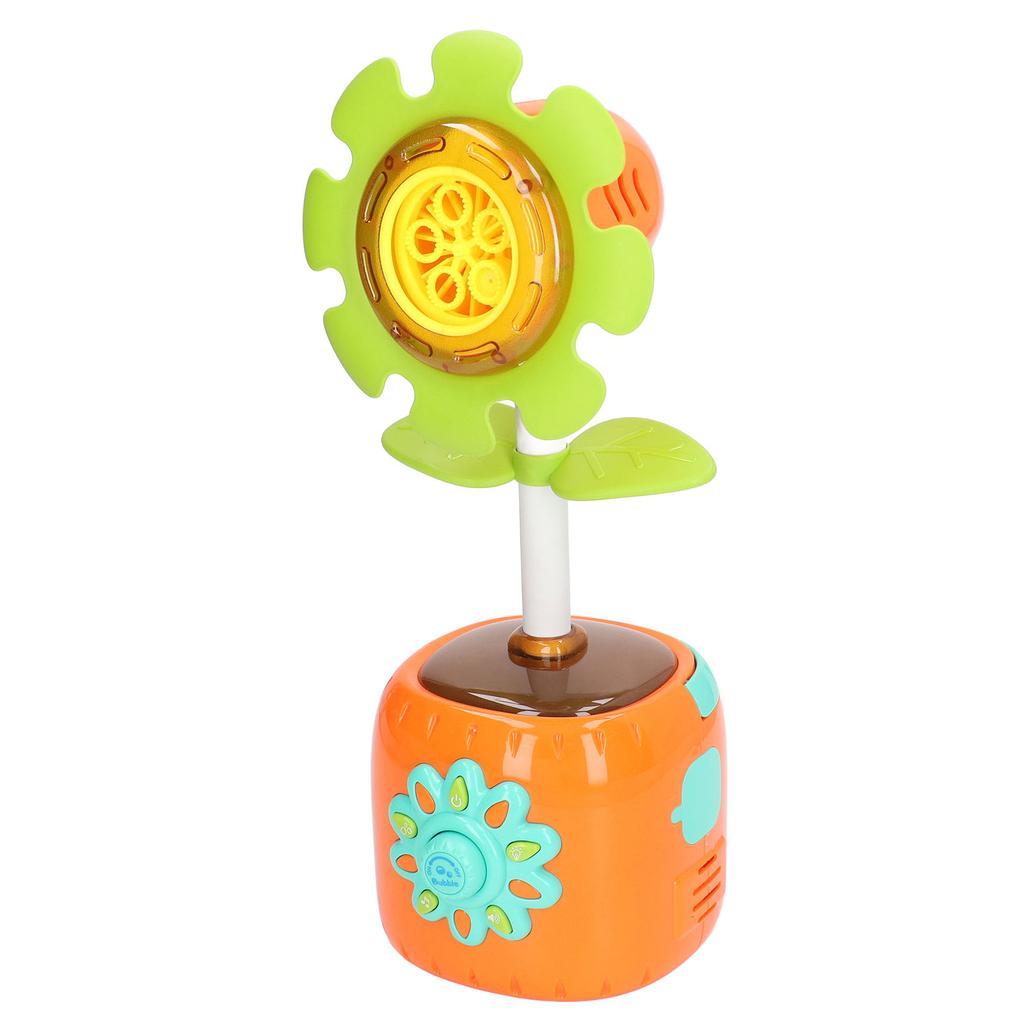 Kids Electric Bubble Blowing Machine Sunflower Shape Colorful Light Music Bubble Maker Toy