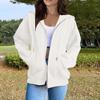 Women's Casual Solid Color Long Sleeve Zippered Hooded Sweatshirt Fashion Top