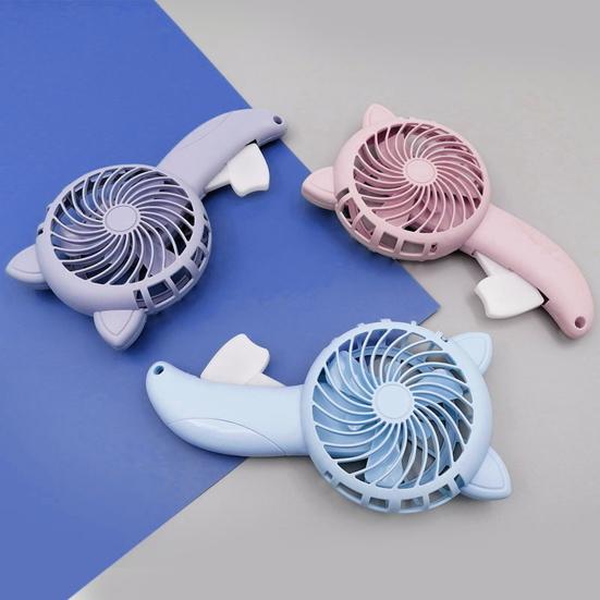 Ventilatore Portatile a Mano Cartoon con Foro per Cordino Orecchie di Gatto Vento Forte Tre Pale Mini Ventilatore Portatile Senza Batteria Carino Silenzioso Ventaglio a Pressione Manuale