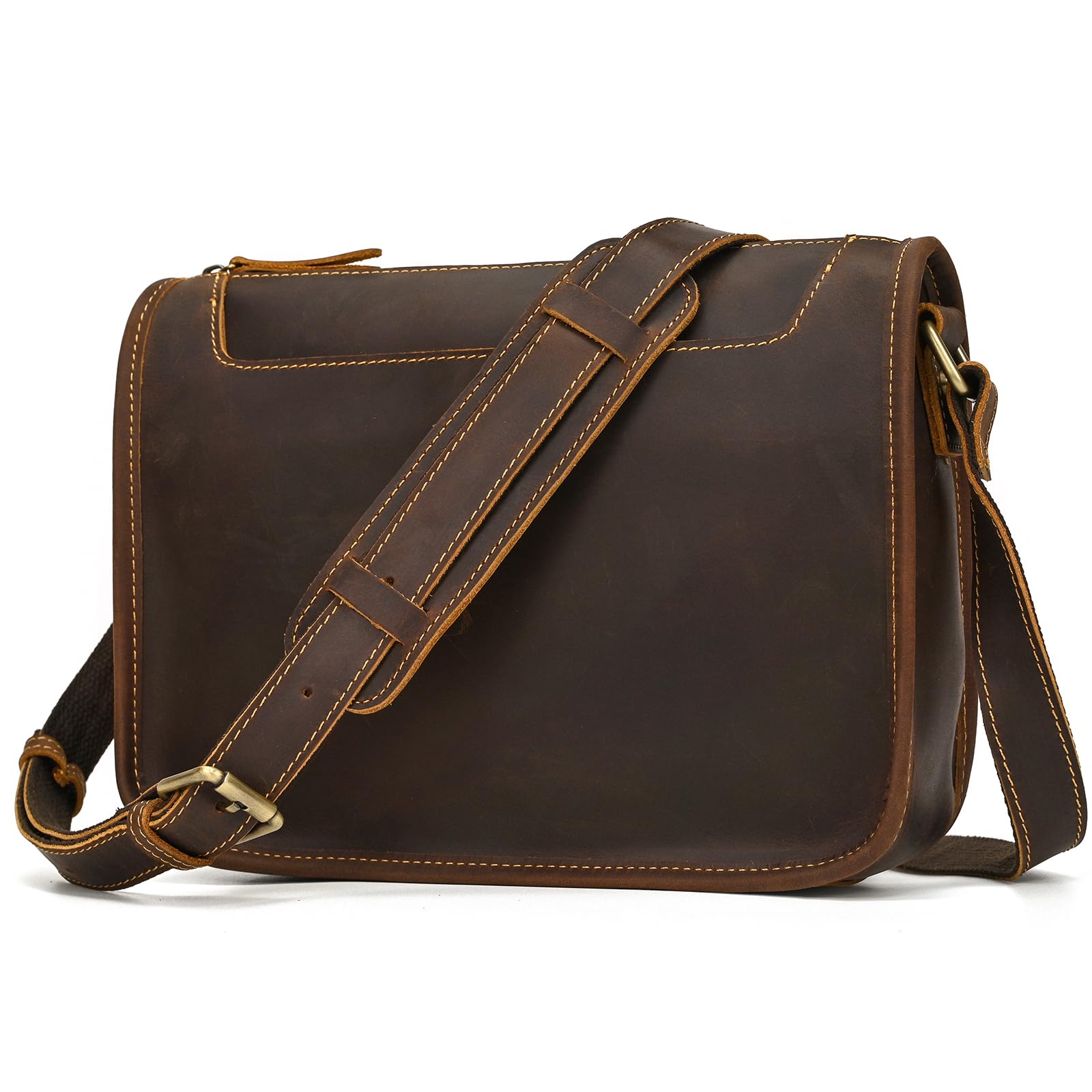 

Luufan Мужская сумка-мессенджер из натуральной кожи, сумка через плечо, совместимая с iPad, сумка для поездок на работу, сумка для велоспорта, популярная повседневная сумка, легкая (Кофе)