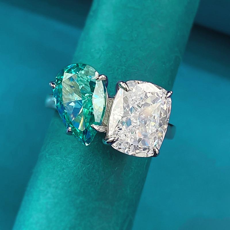 Luoxi Temple Jewelry 2023 High Carbon Diamond 7x11mm Paraiba Ring – Stylish & Versatile
