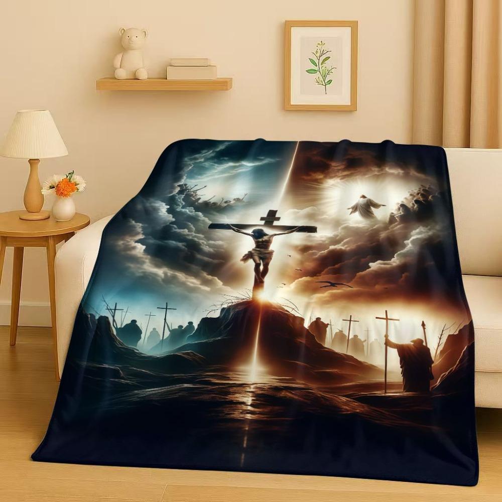 throw featuring Jesus flannel Warm Blanket King Size Throw Travel Blanket for adult Children Gift Decor Throw for Bed and Sofa