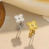 Stainless Steel Four Leaf Clover Adjustable Open End Ring 18K Fashionable Hundred Design Rings
