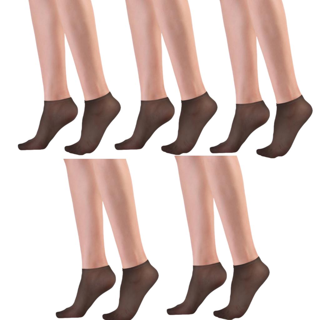 5 Pairs Soft Silky Stockings for Womens Sheer Ankle Socks With Elastic Cuffs Ultra Thin See Through Low Cut Boat Socks