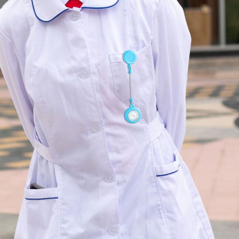Retractable Badge Reels Nurse Watch Beadable Badge Holder Watch with Belt Clip for Nurse Doctor Healthcare Paramedic