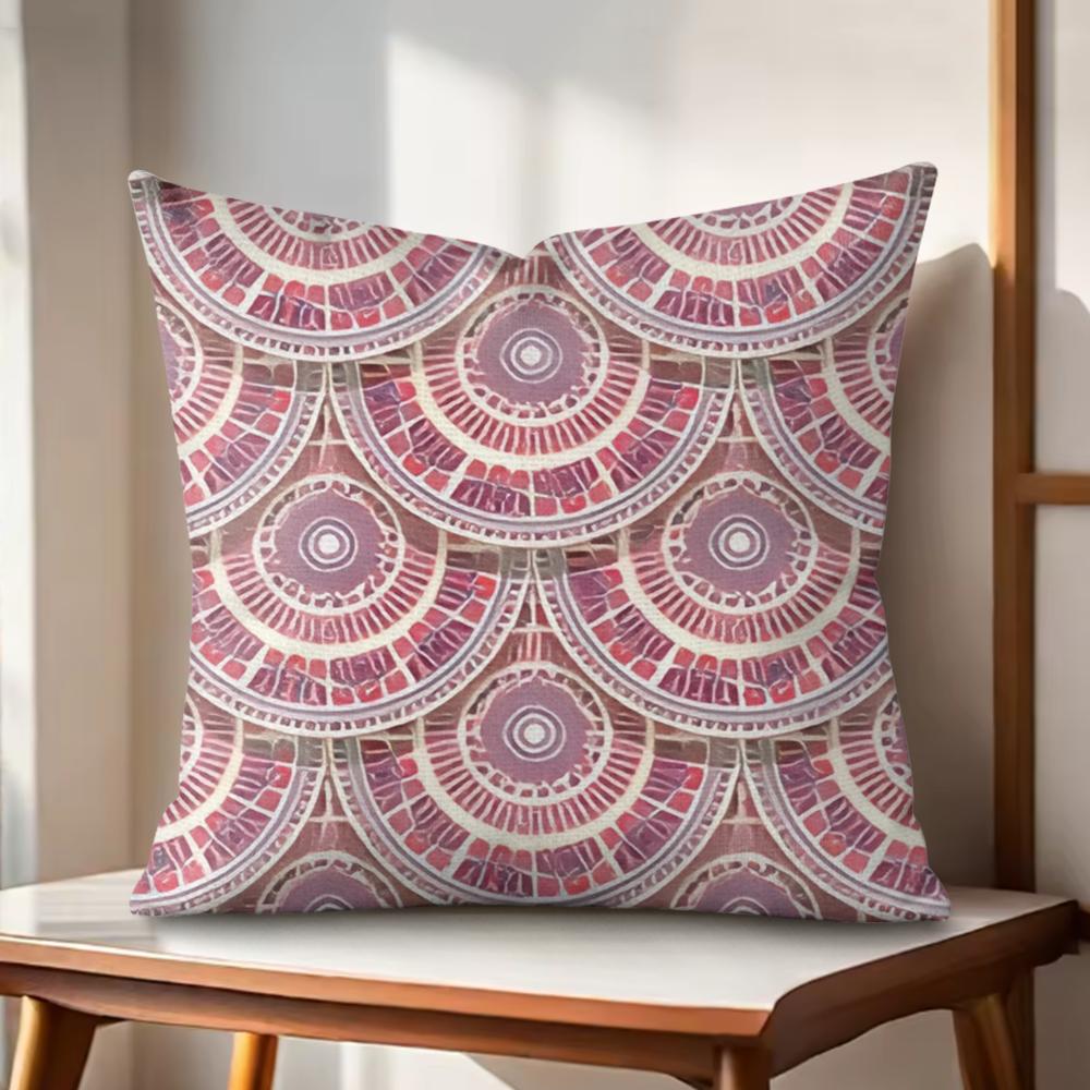 Fish Scale Pattern Cushion Cover Natural Linen Organic Fabric DoubleSided Printing Couch Pillow Covers Home Decor