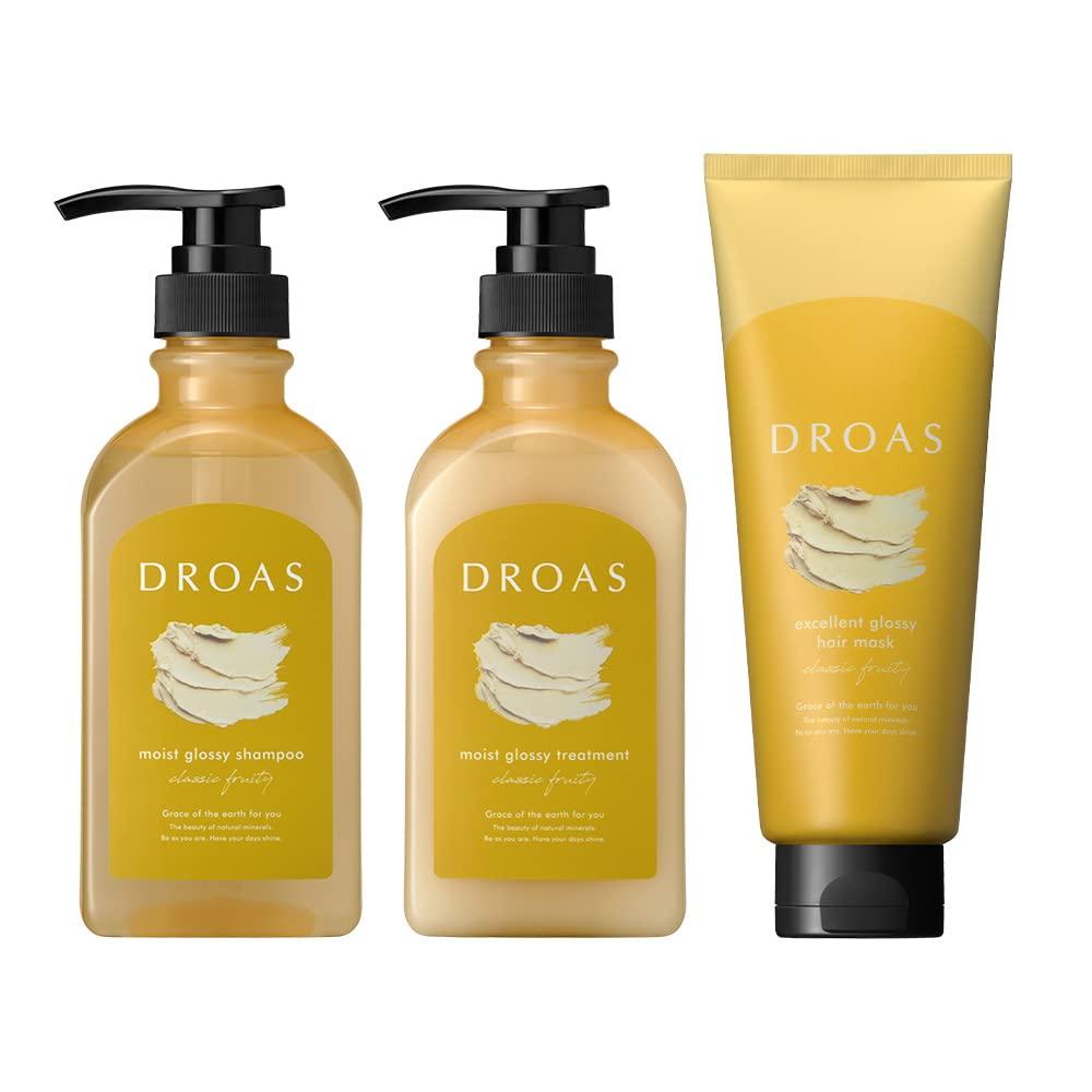DROAS Moist Glossy and Hair Mask 3-Piece Set Shampoo, Treatment,