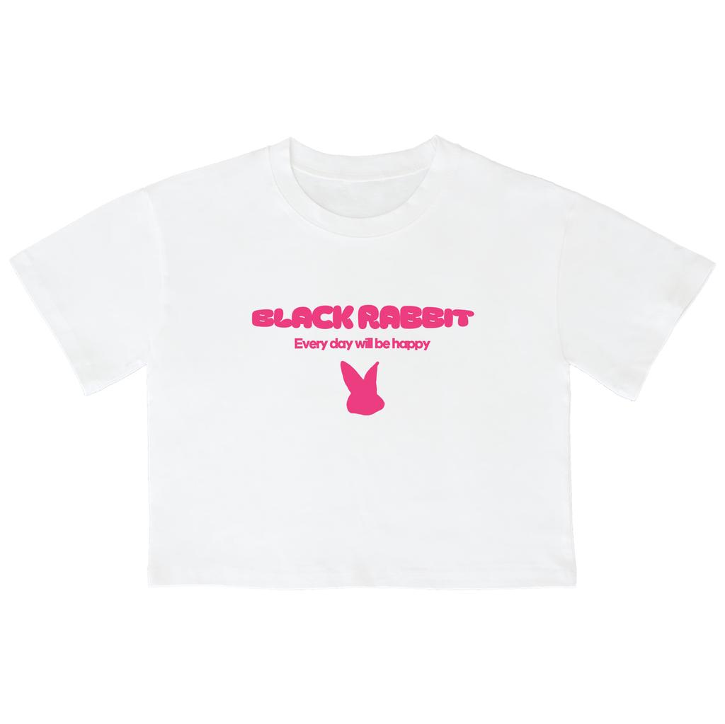 AWESOMEUS (23Ss) Black Rabbit Crop Short Sleeve T-Shirt White