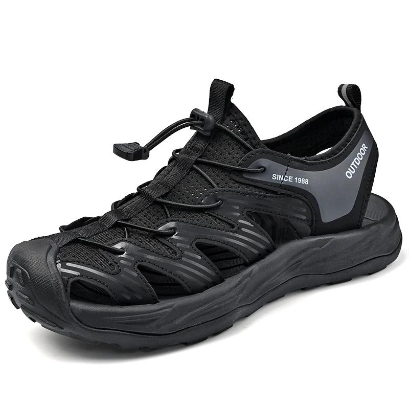 

Fashion 2025 New Men s Beach Sandals Quick-Dry Water Shoes Non-Slip Sole Lightweight Breathable for Summer Swimming & Outdoor Activities 45 чёрный