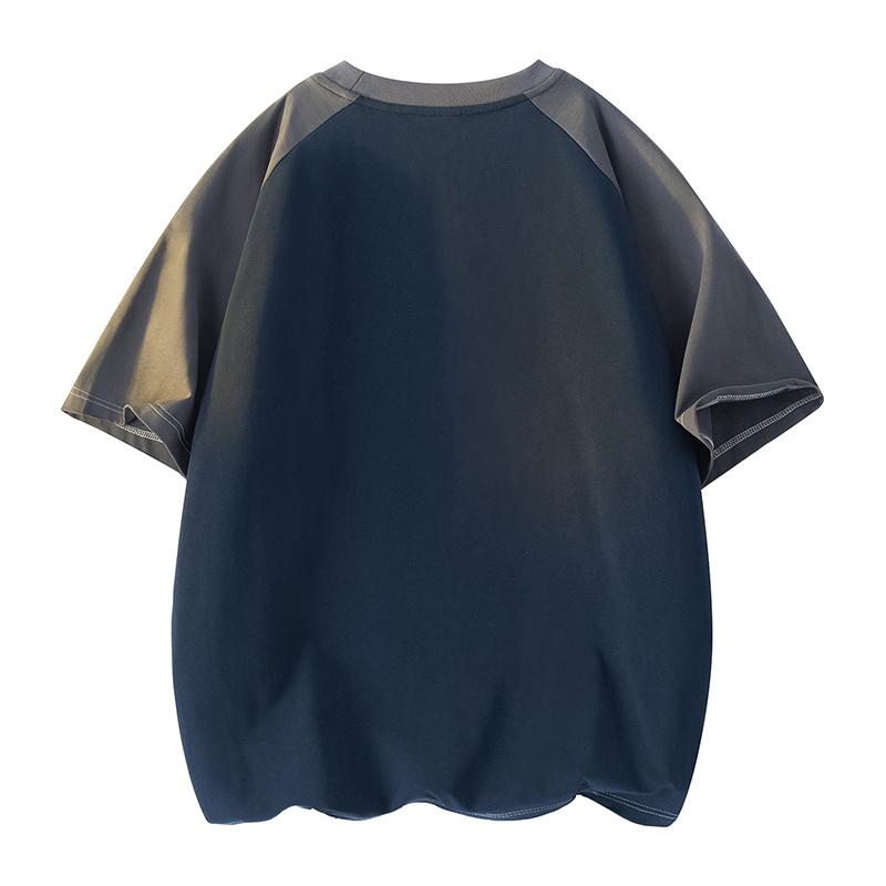Contrast Color Men's Short Sleeve T-Shirt Summer Round Neck Versatile Top
