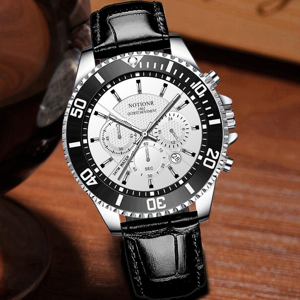 Fashion Business Men's Watch Large Dial Watch Sport Men's Watch Casual Watch Calendar Watch Leather strap