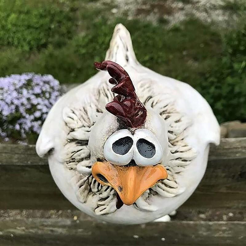Farmyard Chicken Decor Figurine Garden Ornament Fence Style Cottagecore Home Resin Craft Patio Yard