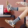 Women's Retro Striped Mid-Calf Socks - Spring & Autumn Collection