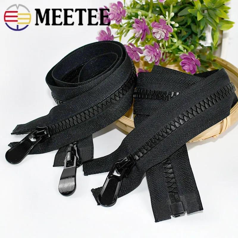 Meetee 8# 15# 70-150cm Open-End Resin Zippers Single Auto Lock Long Zips for Down Jacket Bags Tent Garment Sewing Accessories